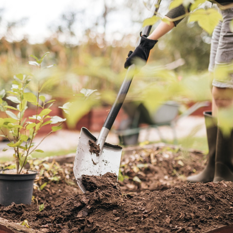 Fiskars Bêche de jardin Ergonomic à pointe - avec manche de 95 cm