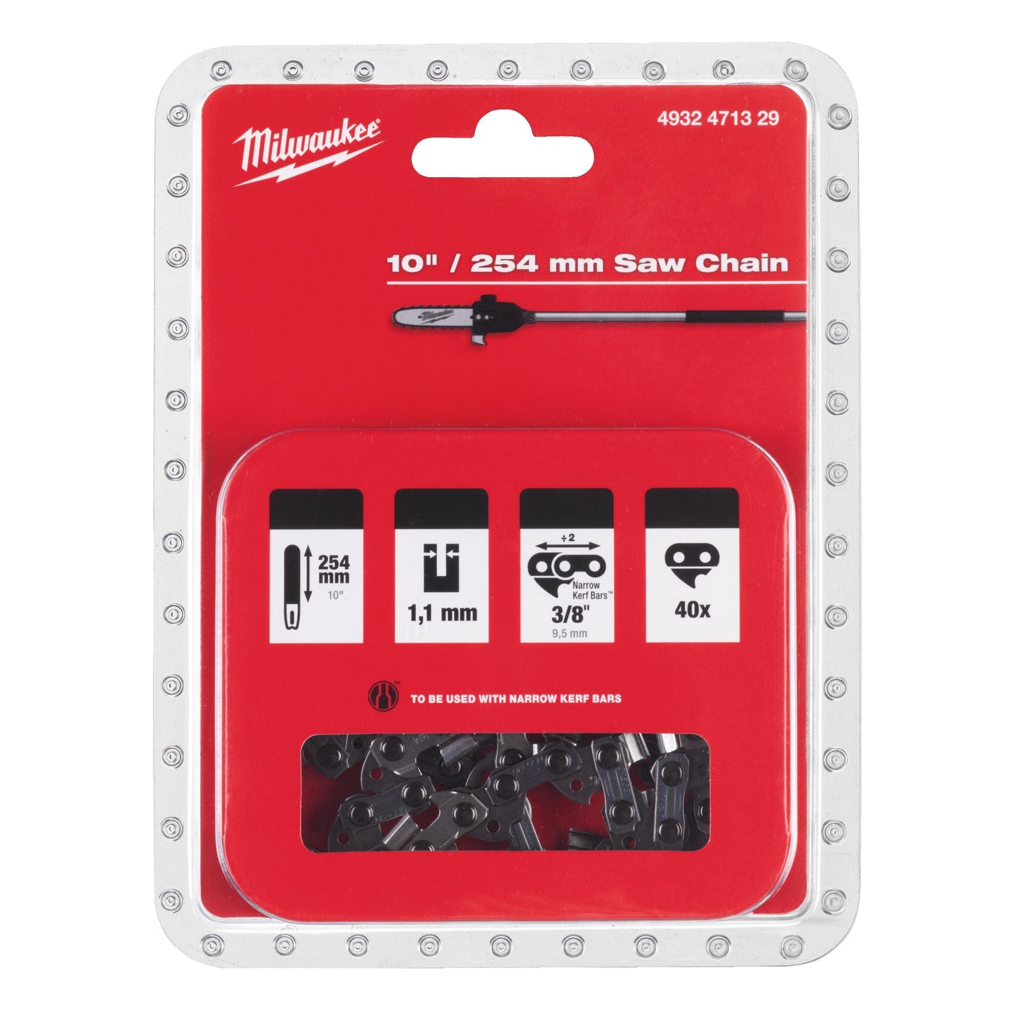 Chaîne de tronçonneuse Milwaukee M18 FOPH-CSA 3/8" - 25 cm