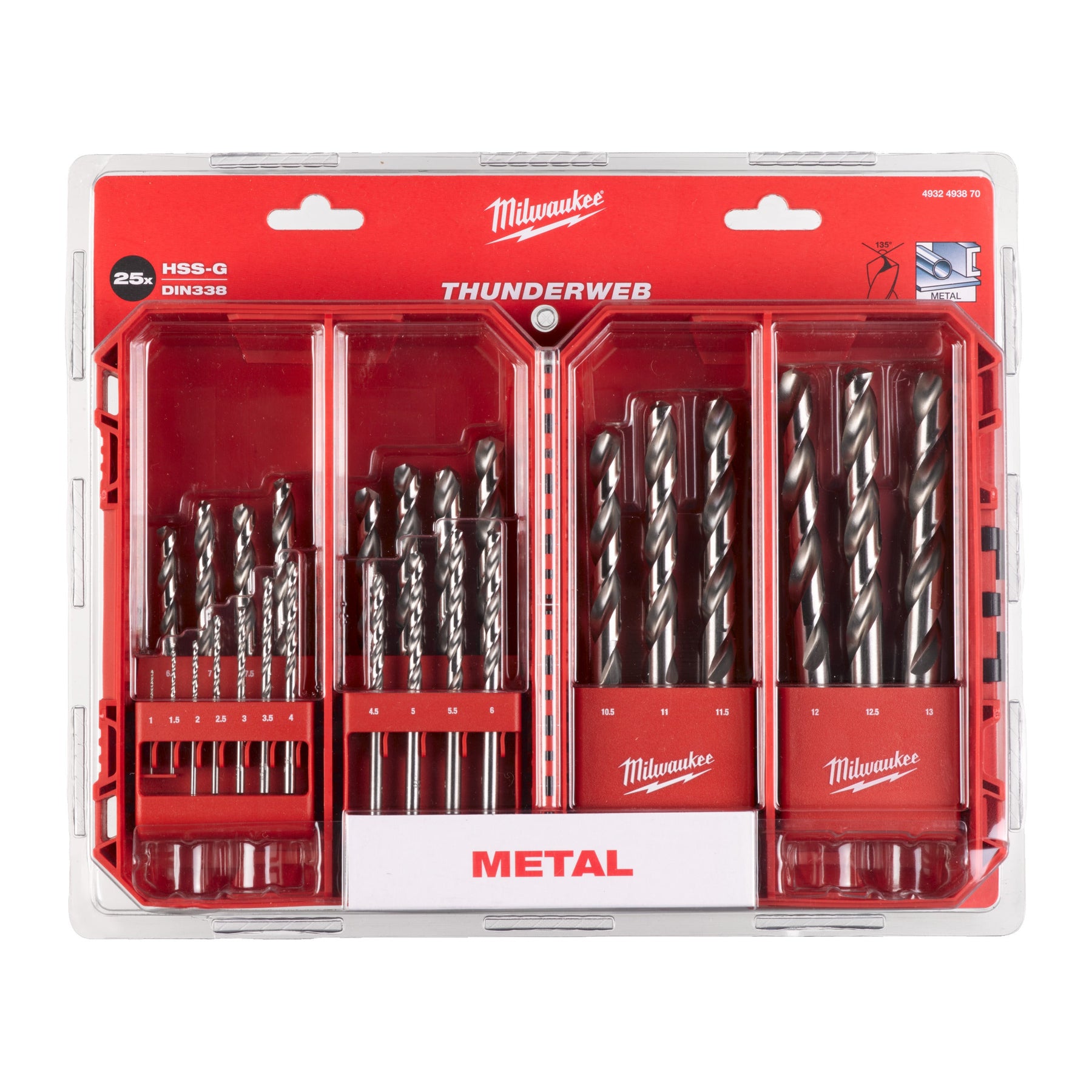 Milwaukee Coffret HSS-G Thunderweb - 25 pièces