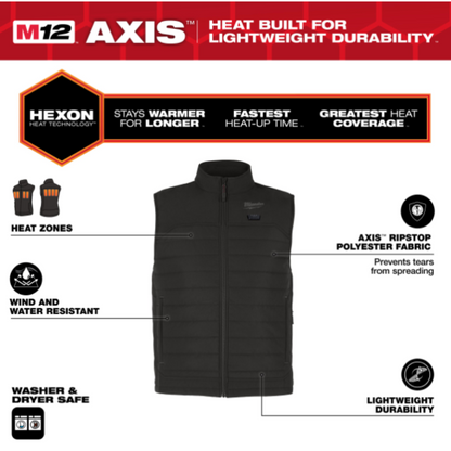 Milwaukee M12 HPVBL3-0 Gilet chauffant matelassé - Noir - XL