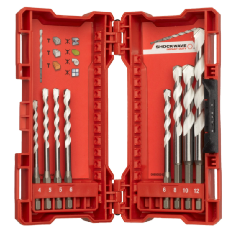 Milwaukee SHOCKWAVE EMEA Coffret de forets multi-matériaux - 4/5/5/6/6/8/10/12