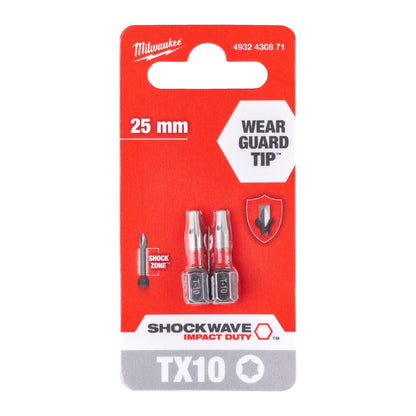 Embouts de vissage Milwaukee SHOCKWAVE™ IMPACT DUTY - Lot de 2 - TX25 x 25 mm