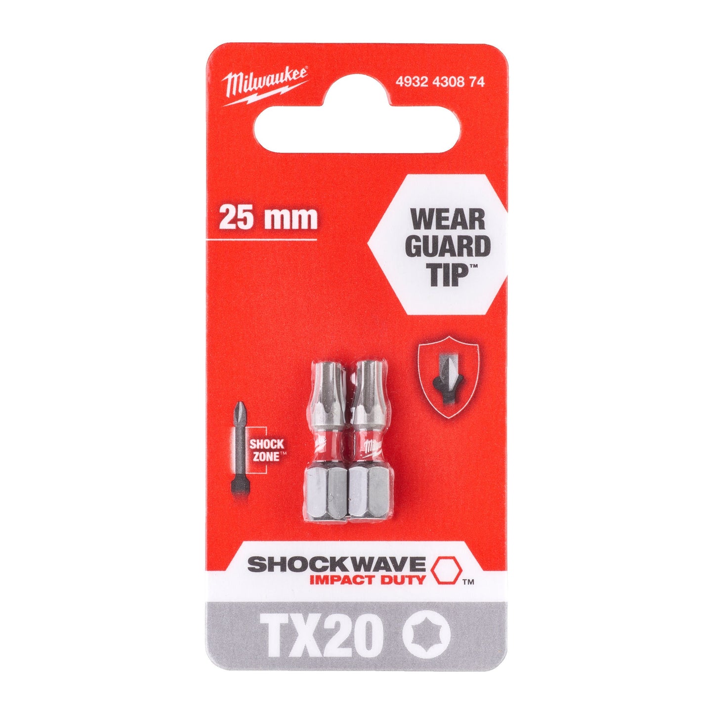 Milwaukee SHOCKWAVE™ IMPACT DUTY - Embouts de vissage - Lot de 2 - PZ2 x 25 mm