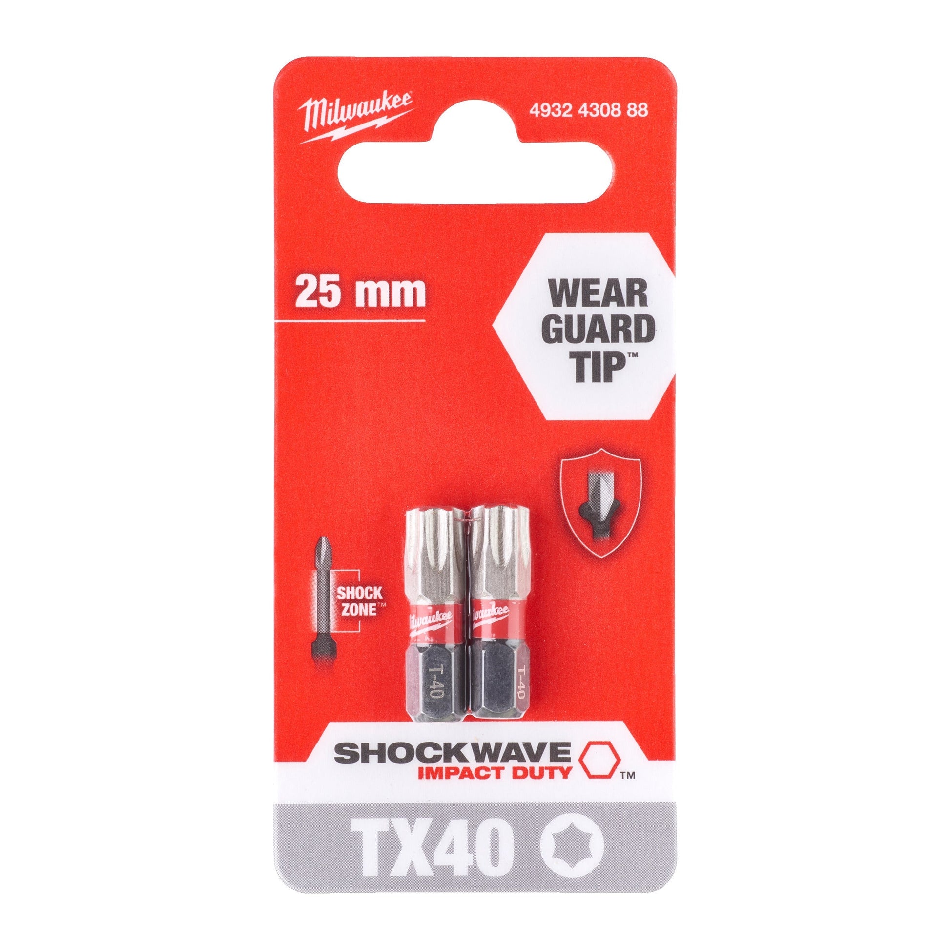Embouts de vissage Milwaukee SHOCKWAVE™ IMPACT DUTY - Lot de 2 - TX10 x 25 mm