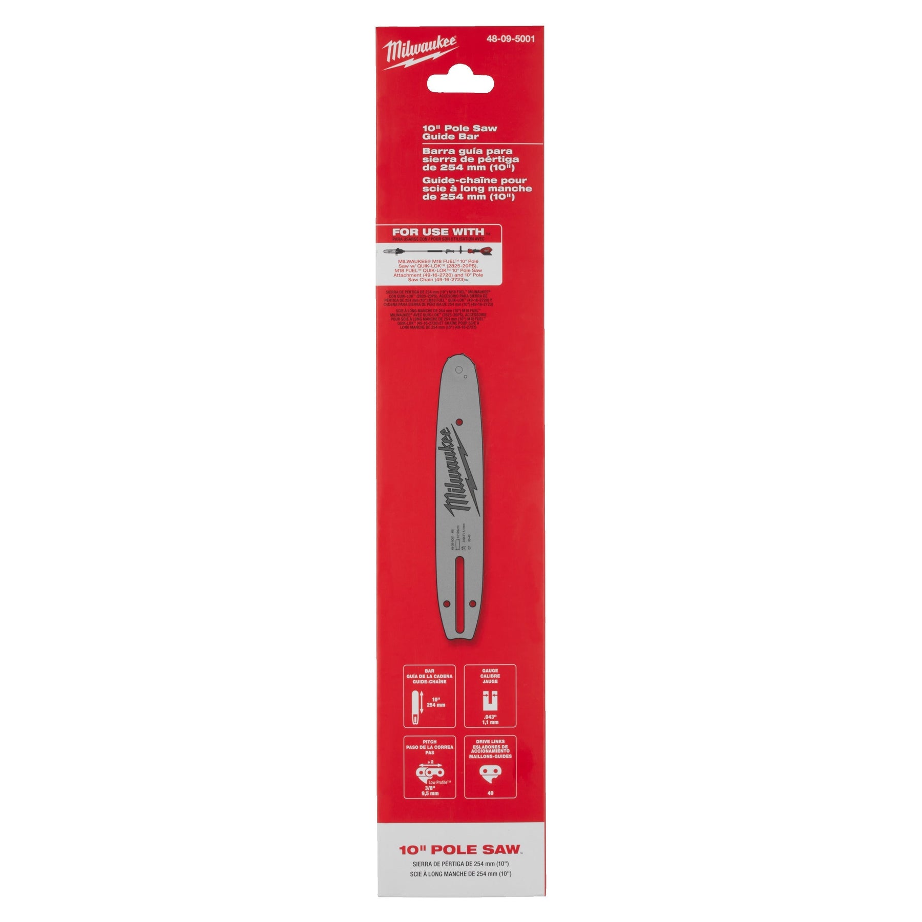 Milwaukee M18 FOPH-CSA Guide-chaîne 3/8" - 25 cm