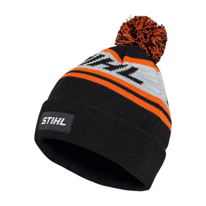 STIHL Bonnet à pompon 24 - Orange/Noir/Gris
