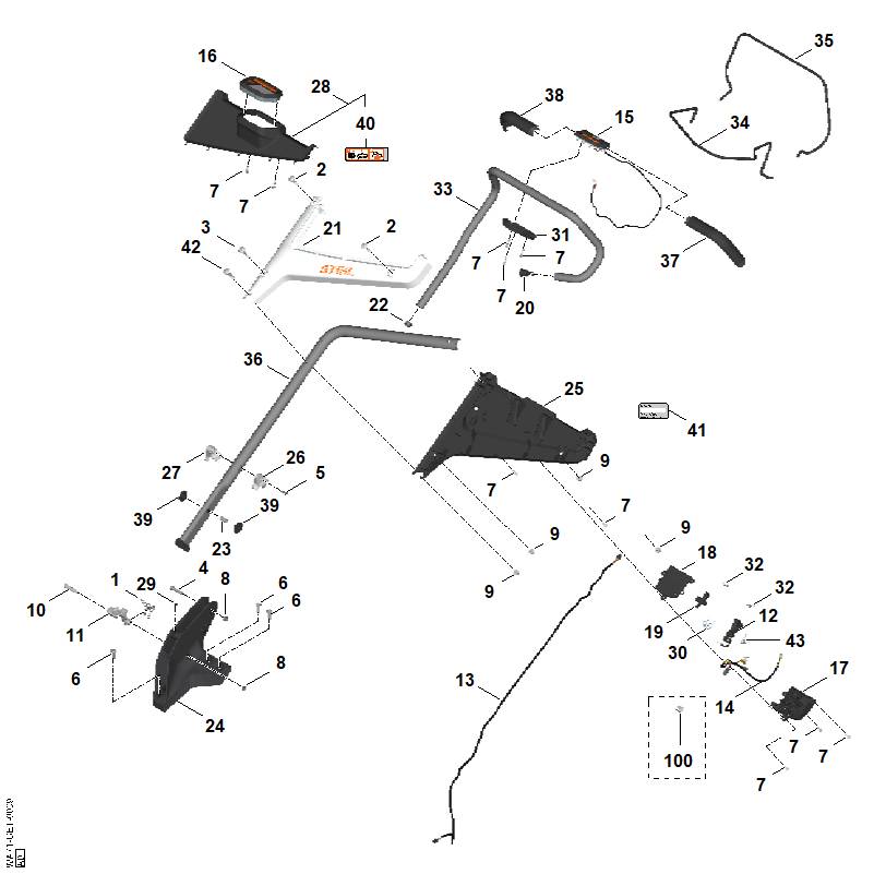 STIHL 00009673454 - Warning sign with machine number